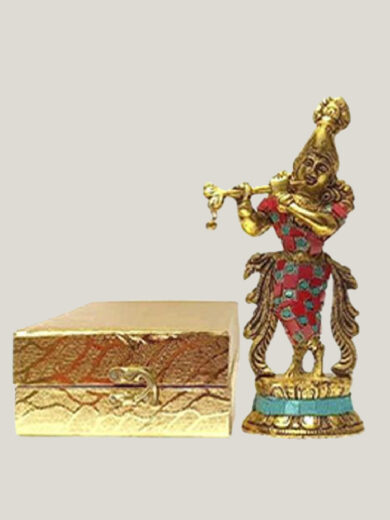 Lord Krishna idol with golden finishing