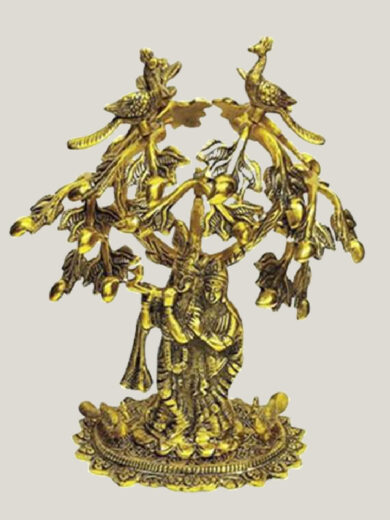 Decorative Sculpture of Lord Krishna Playing flute under a tree