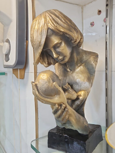 Mother-Son Loving Sculpture with Stand