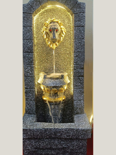 Golden-Glow Lion Face Fountain Deco