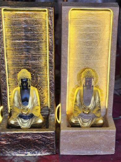 Glowing Meditating Buddha Fountain Décor set of 2