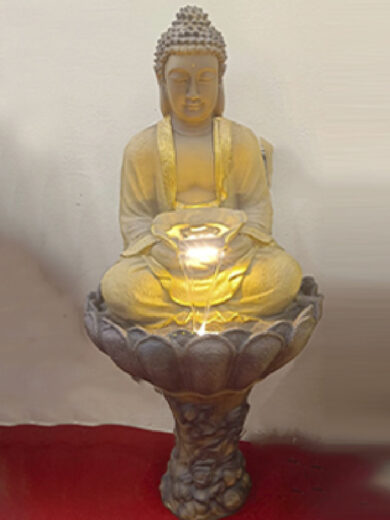 Meditating Buddha Sitting with Lights in hand décor