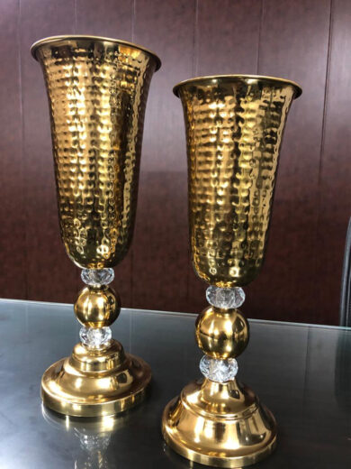 Gold Vase with Hammered Finish