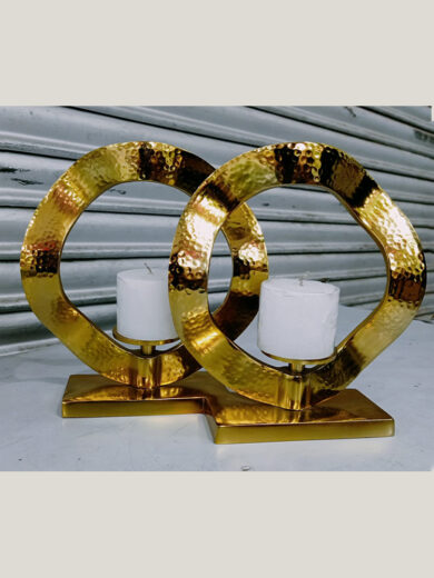 Gold Candle Holders with Circular Design