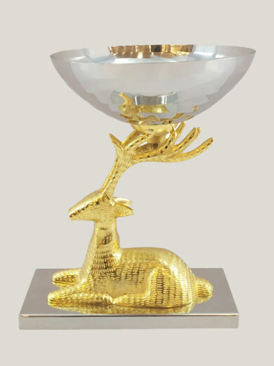 "Stainless Steel Deer Statue with Bowl"|