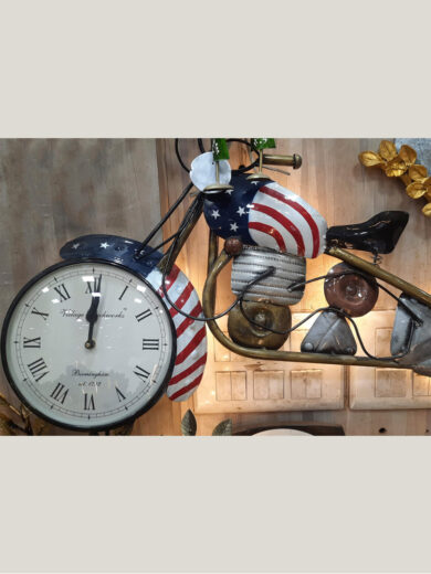 American Flag Motorcycle Clock Décor