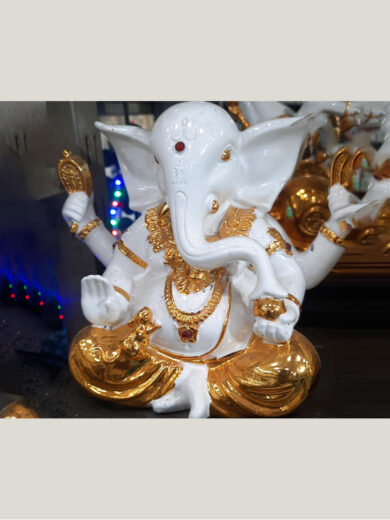 Golden-White Ganesha Idol for Home Décor