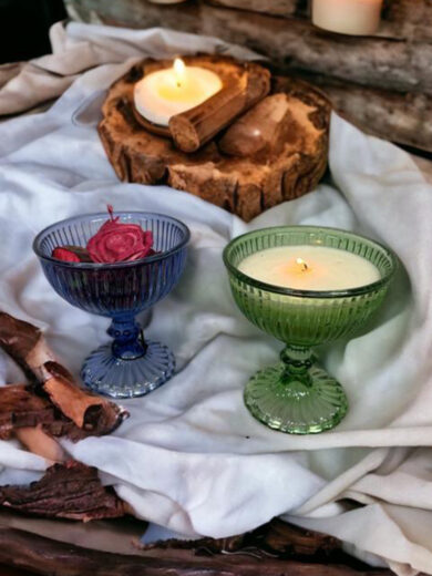 Mini Candles in small bowl-shaped holders (set of 2)