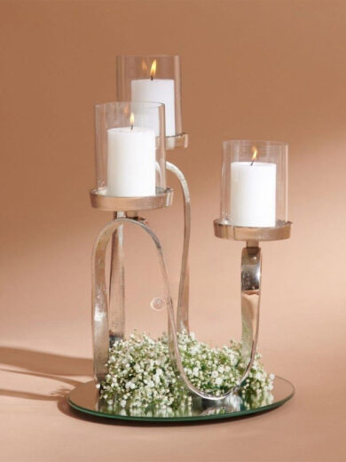 Curved Metal Glass Candle Holders